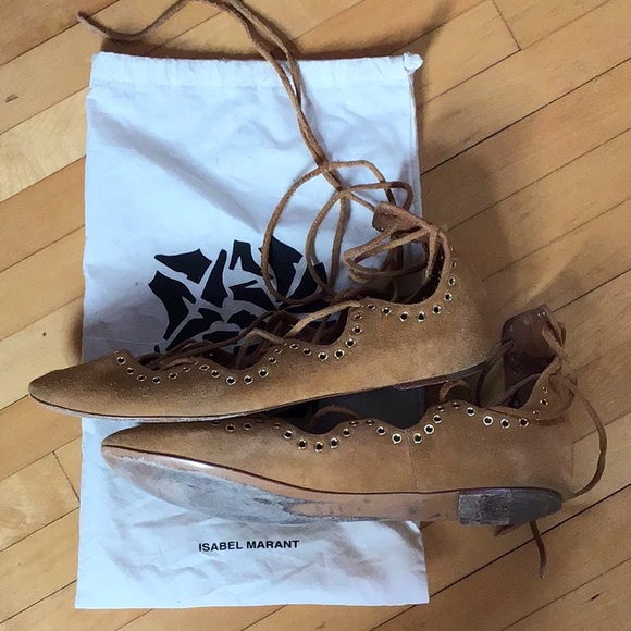 Isabel marant ballerinas in used condition size FR41 (US9.5-10) in tan suede - Picture 5 of 6